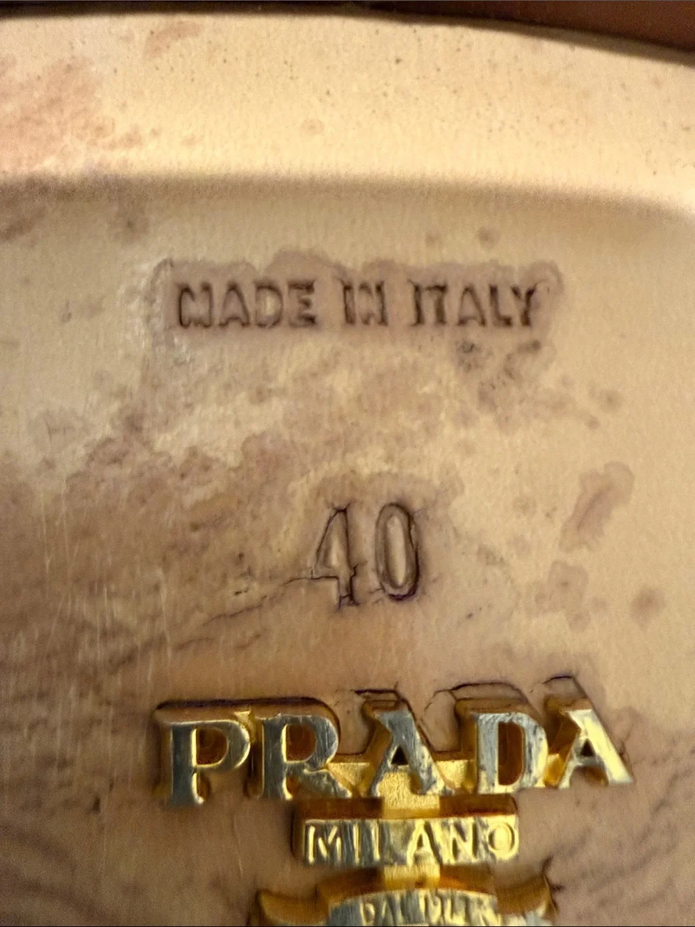 PRADA Tan Brown Leather Double-Strap Slide Sandals - Picture 11 of 14